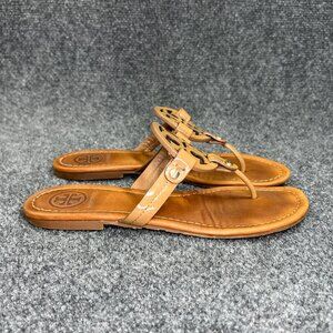Tory Burch Miller Sandals Women's Size 7.5 Brown Leather Toe Post Flip Flops